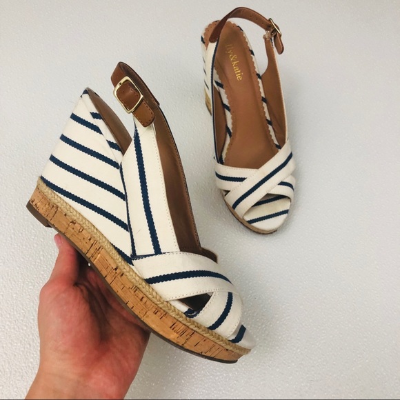 Kelly & Katie Shoes - Kelly & Katie striped nautical wedge sandal size 8